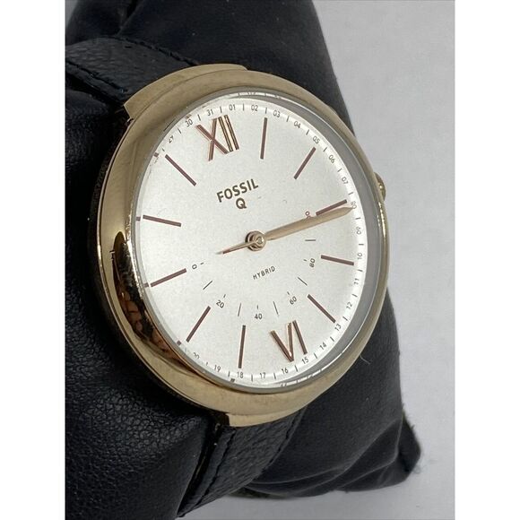 Fossil FTW5023 Women's Black Leather Silver Analog Dial Hybrid Smartwatch XX837 - Picture 5 of 12